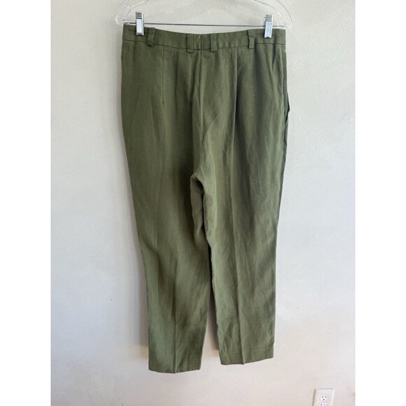 Geiger 100% Linen Straight Leg Pants Womens 40 4 Green Dress Casual Austria High - Picture 3 of 5